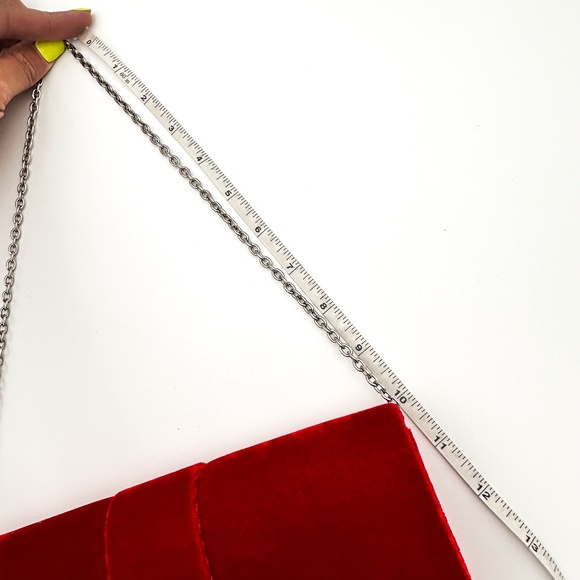 Red Velvet Clutch Lapis Purse w/ Optional Strap Rhinestone Accent - Picture 10 of 11